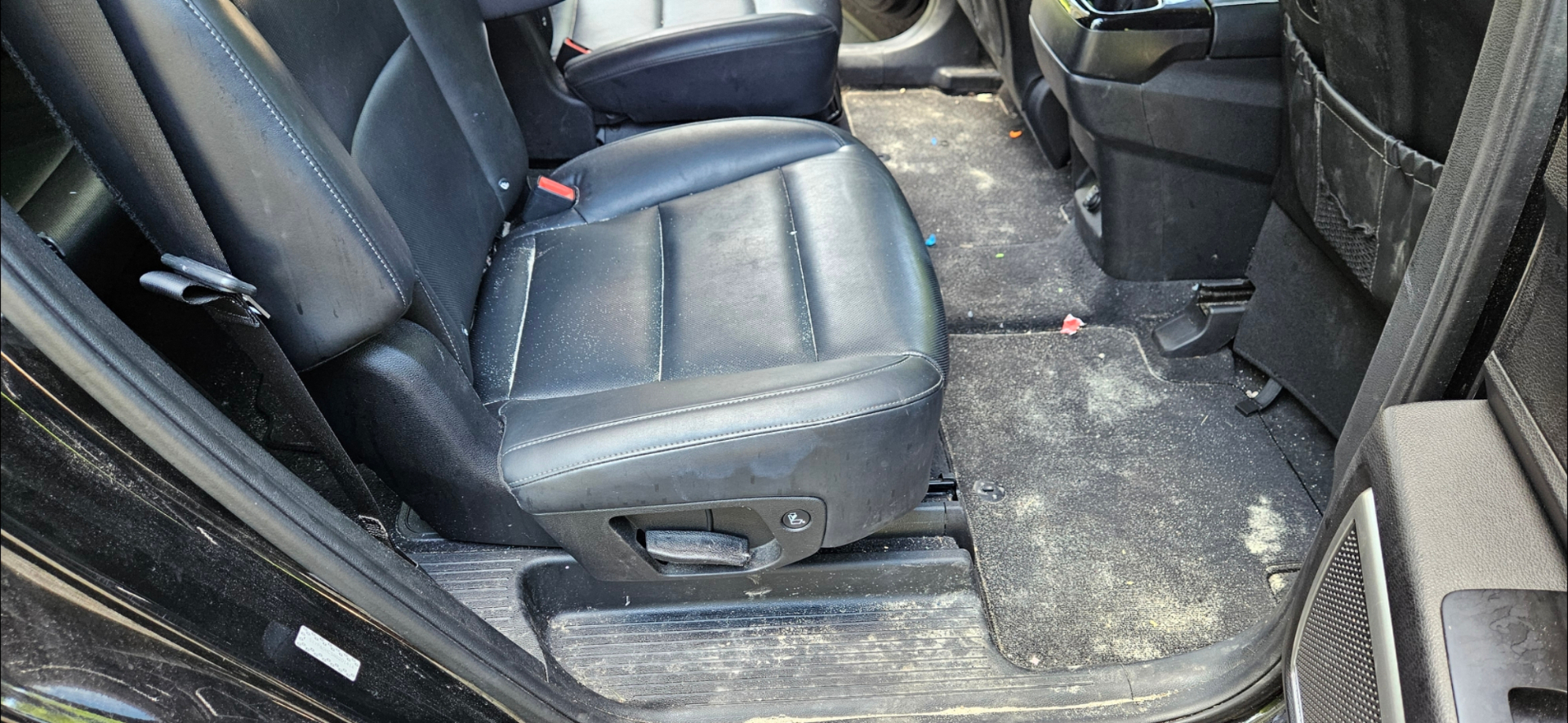 SUV rear interior deep clean — before